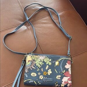 Sakroots Floral Blue Crossbody Bag with Vibrant Design